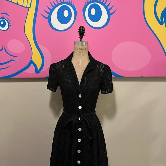 Dolce & Gabbana Black Eyelet Summer Dress Short Sleeve - Picture 1 of 16